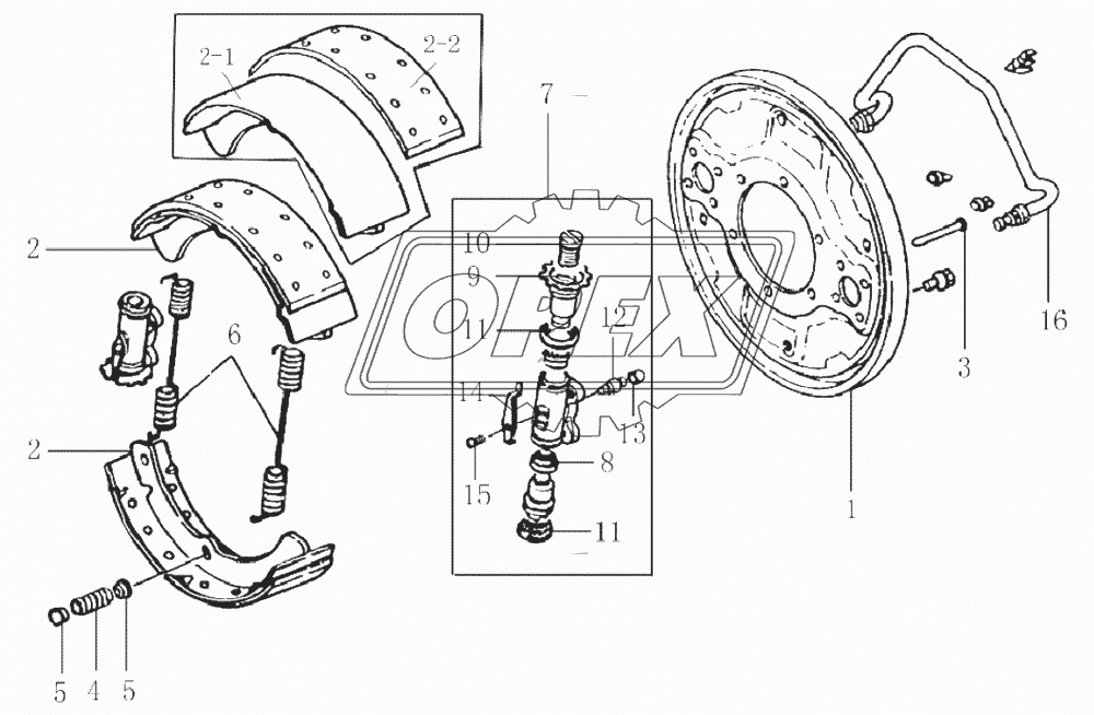 3502D120 Rear brake assembly