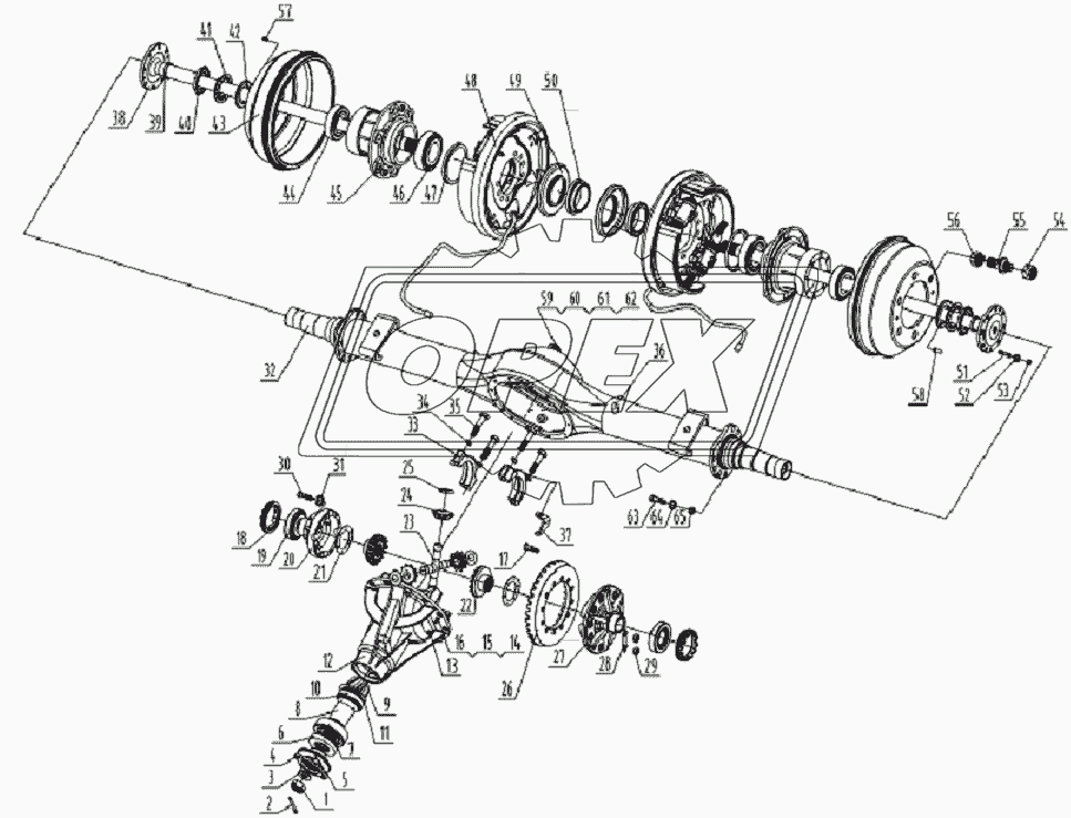 2400D120 Rear axle assembly