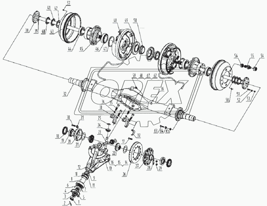 2400D120 Rear axle assembly