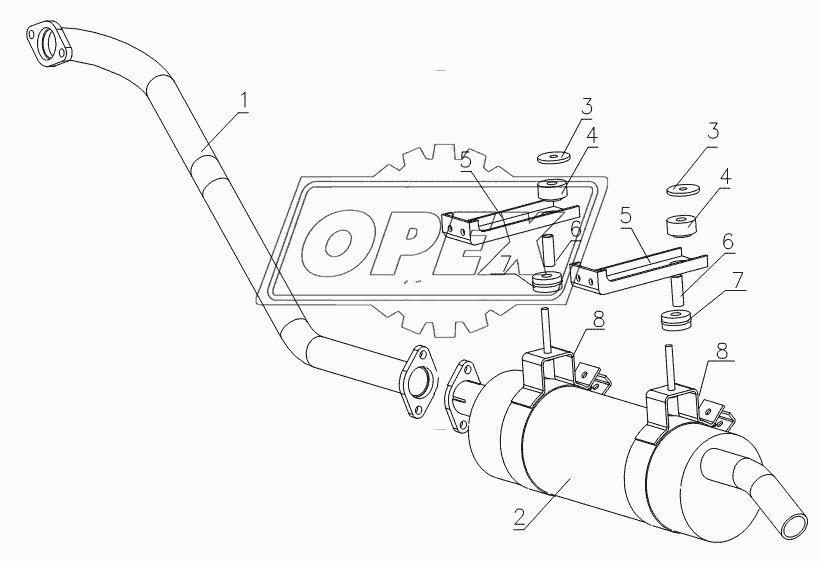 1200D4-hcG Exhaust system