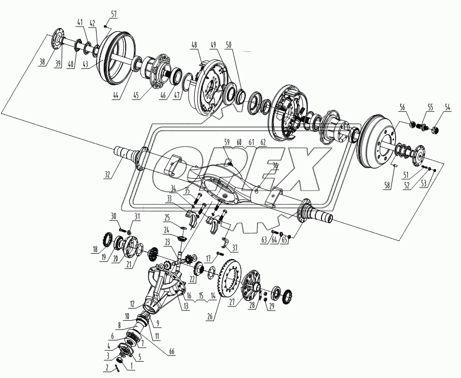 2400D4-sg0 Rear axle assembly