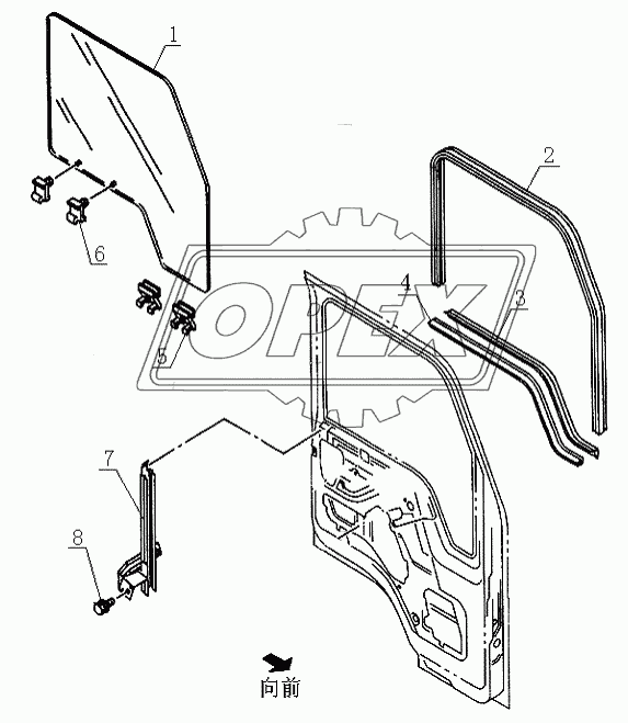 6103E0 Door glass