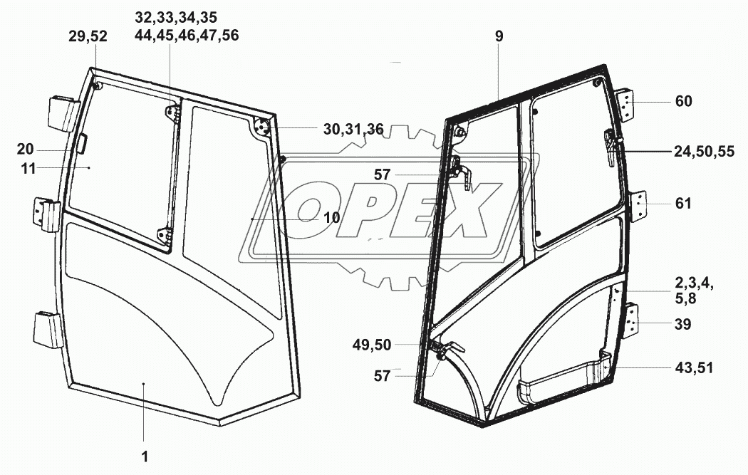 Дверь кабины/ROPS–Cab 2