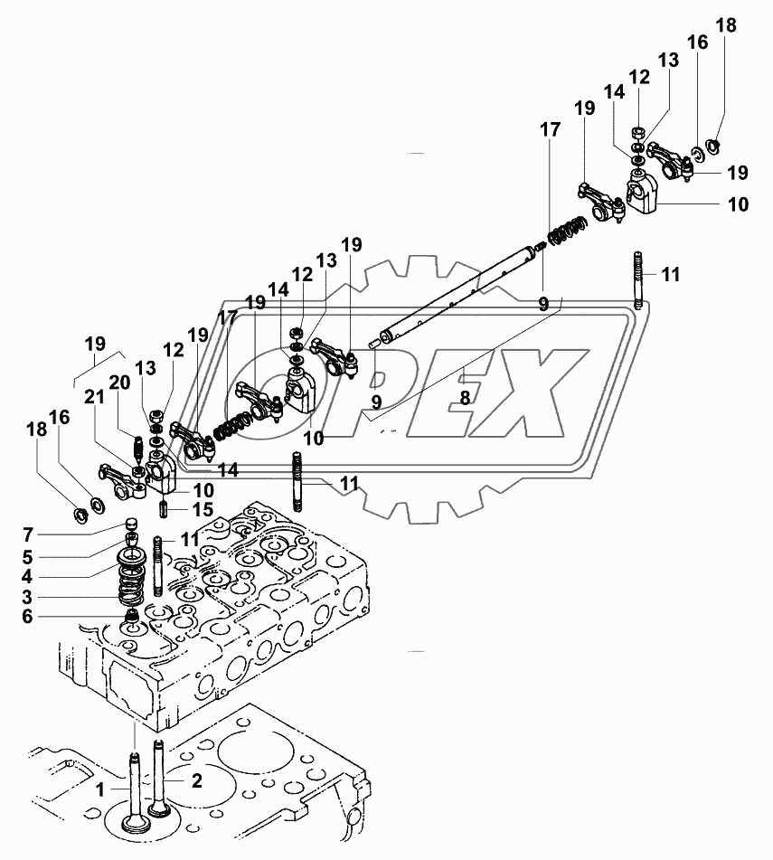 Клапанный механизм/Valve and Rocker lever