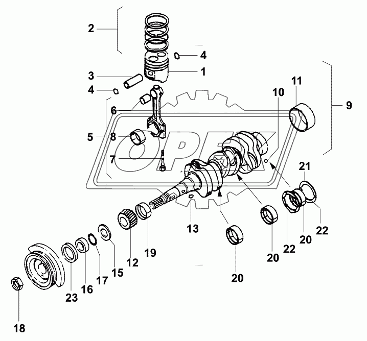 Коленчатый вал, поршень, шатун/Crankshaft