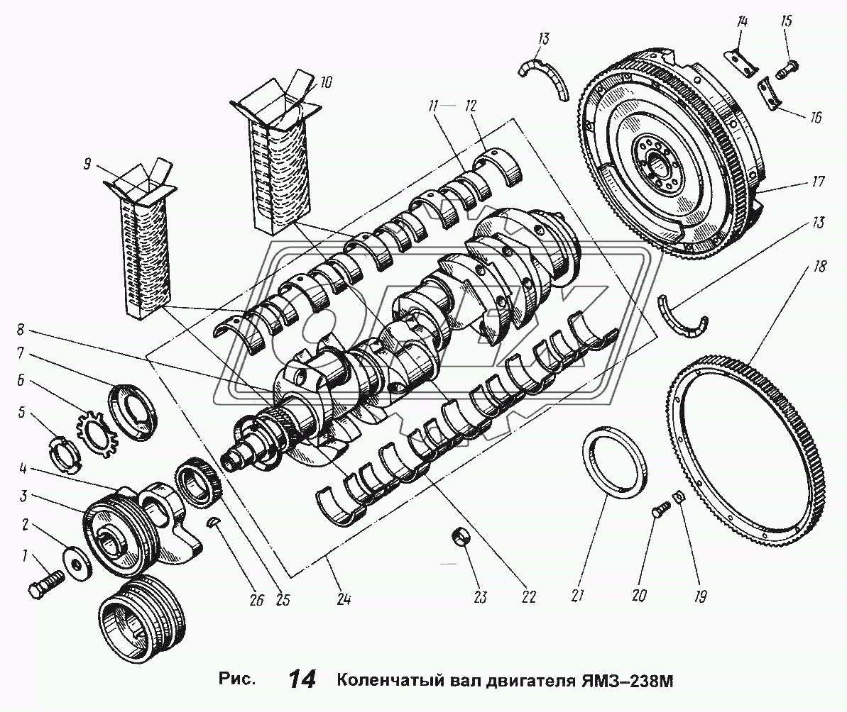 Коленчатый вал двигателя ЯМЗ-238М