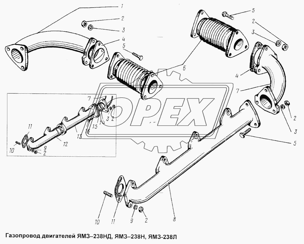Газопровод двигателя ЯМЗ-238НД, ЯМЗ-238Н, ЯМЗ-238Л