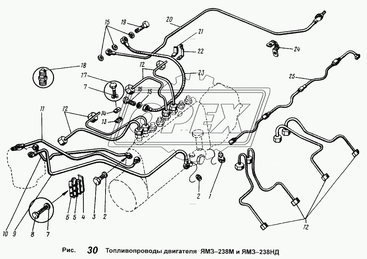 Топливопроводы двигателей ЯМЗ-238М и ЯМЗ-НД