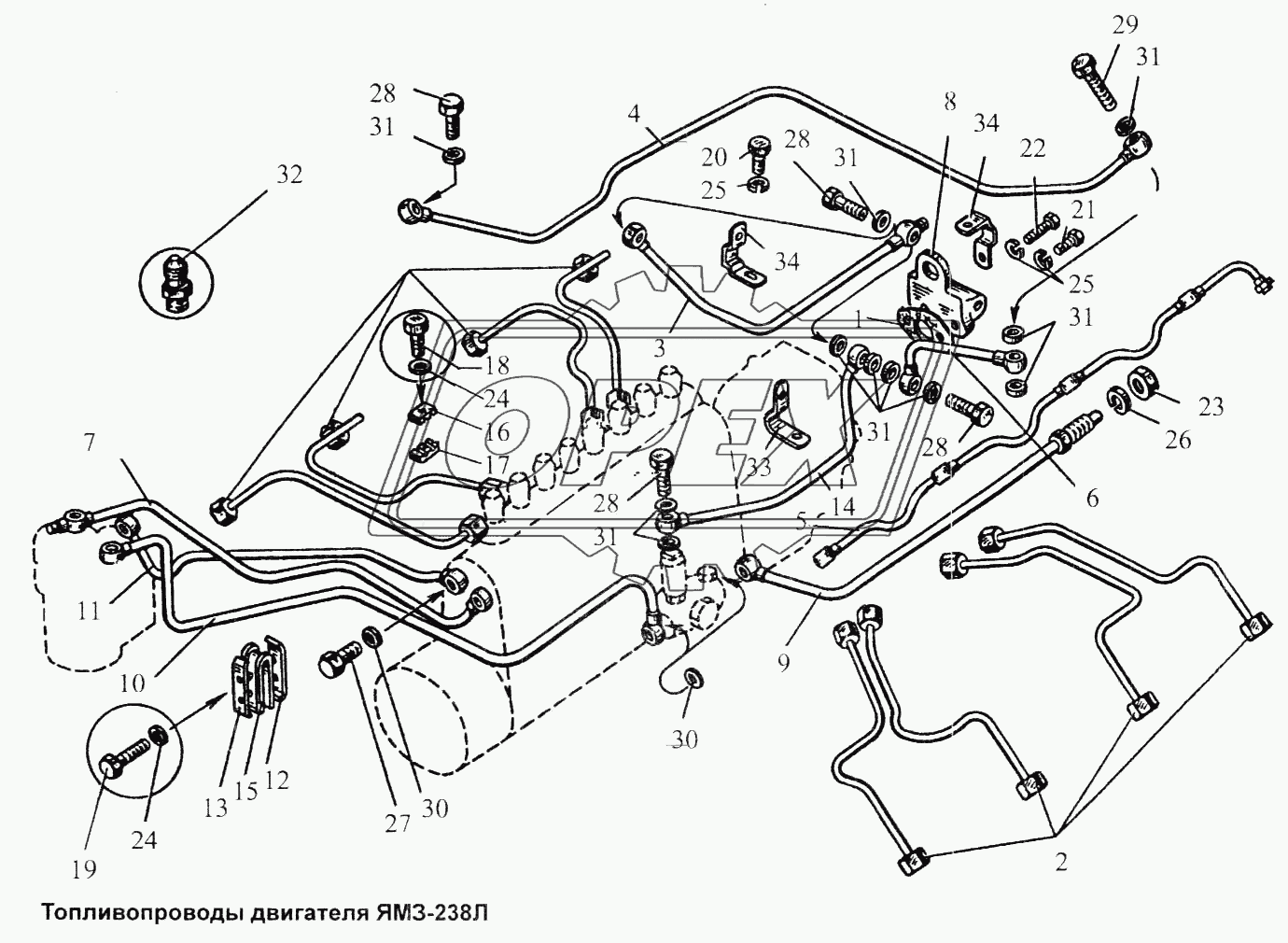 Топливопроводы двигателя ЯМЗ-238Л