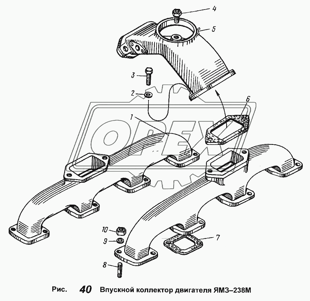 Впускной коллектор двигателя ЯМЗ-238М