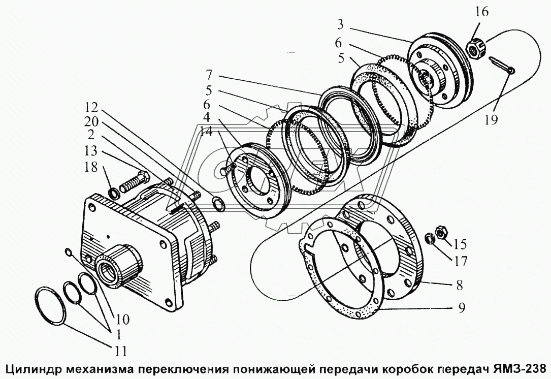 Цилиндр механизма переключения понижающей передачи коробок передач ЯМЗ-238