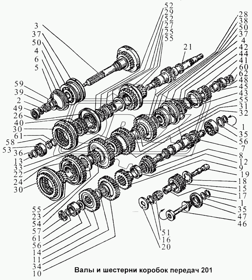 Валы и шестерни коробок передач 201