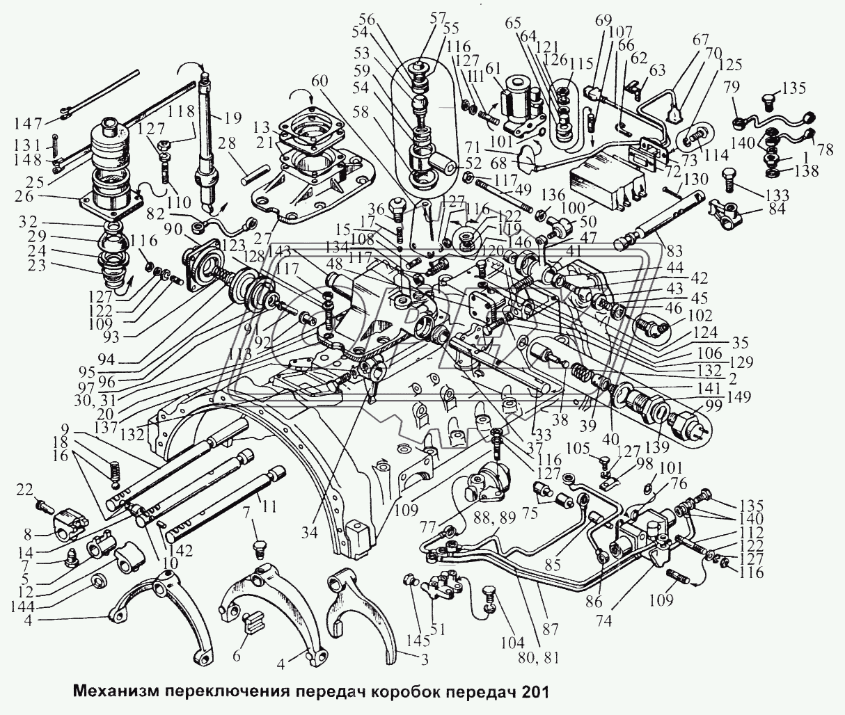 Механизм переключения передач коробок передач 201