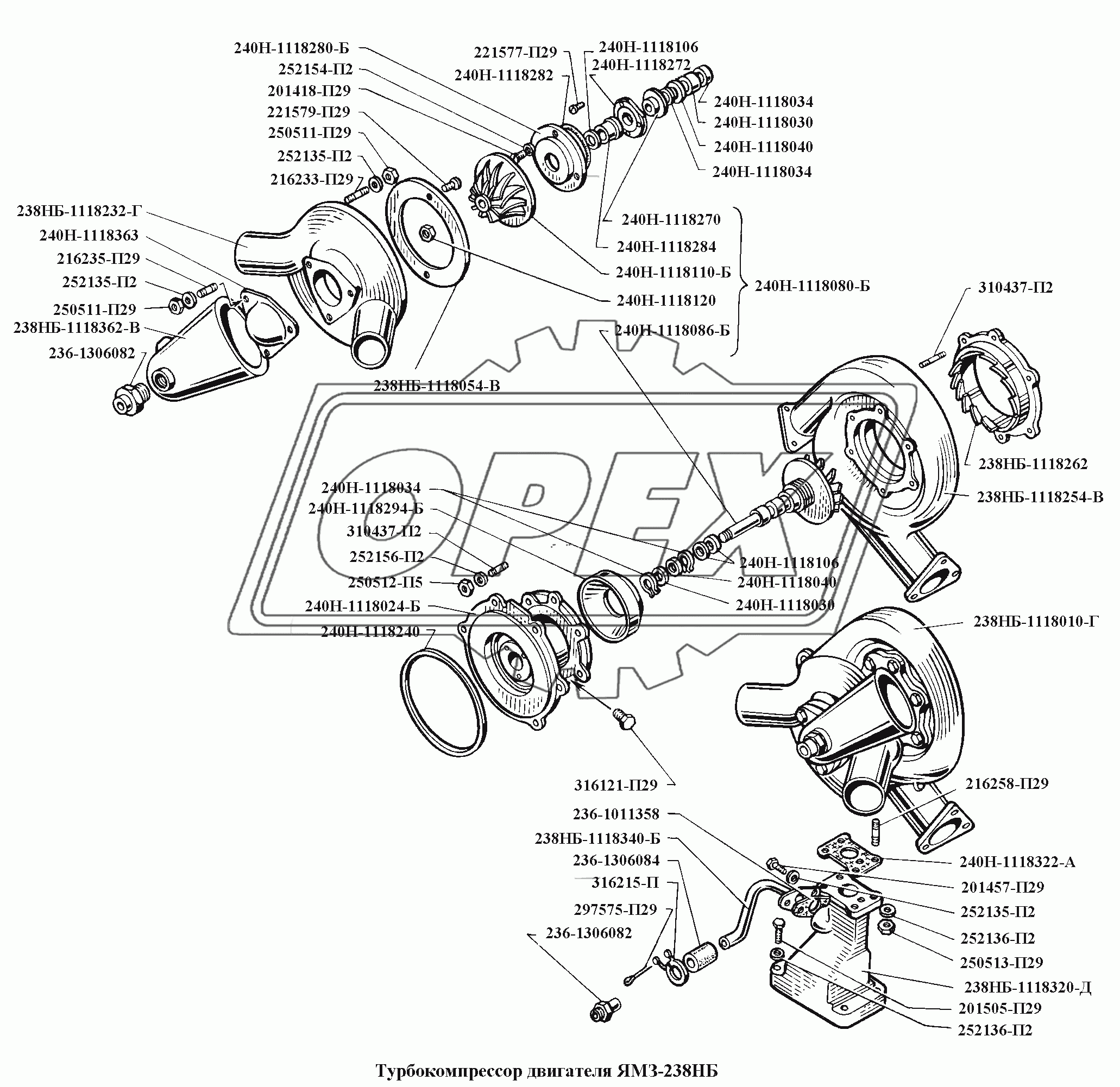Турбокомпрессор двигателя ЯМЗ-238НБ