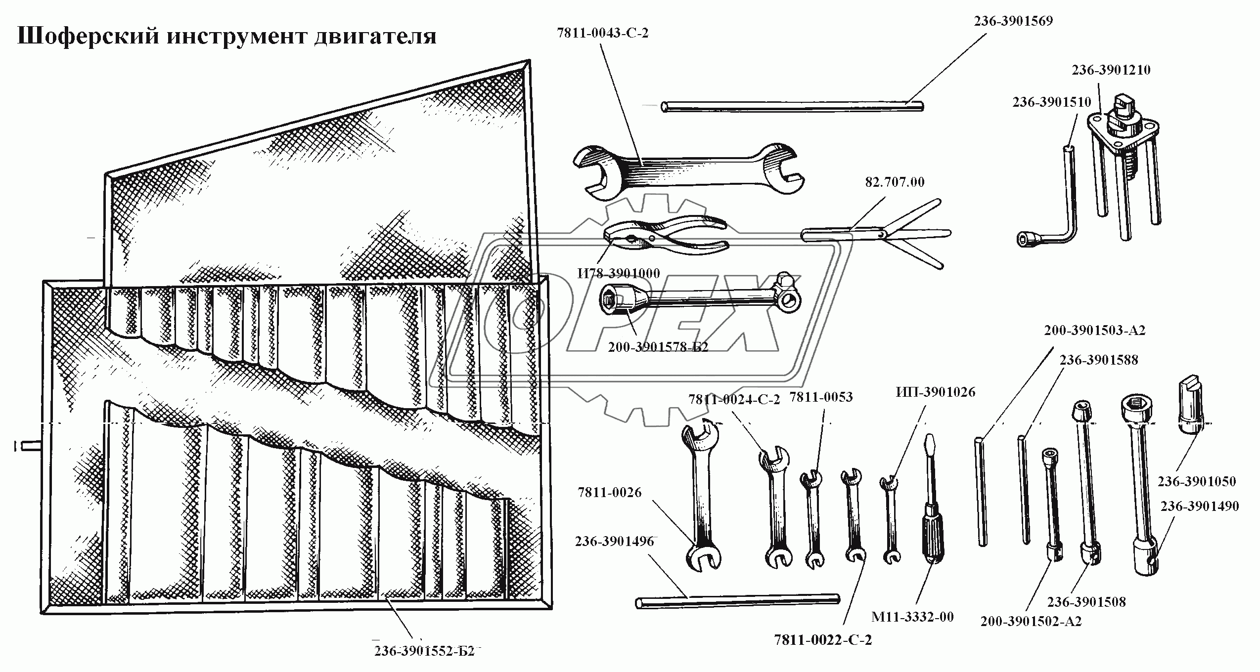 Шоферский инструмент двигателя ЯМЗ-236