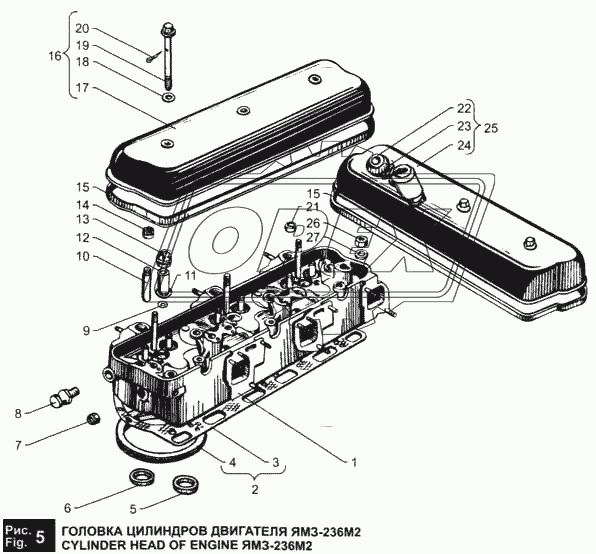 Головка цилиндров двигателя ЯМЗ-236М2