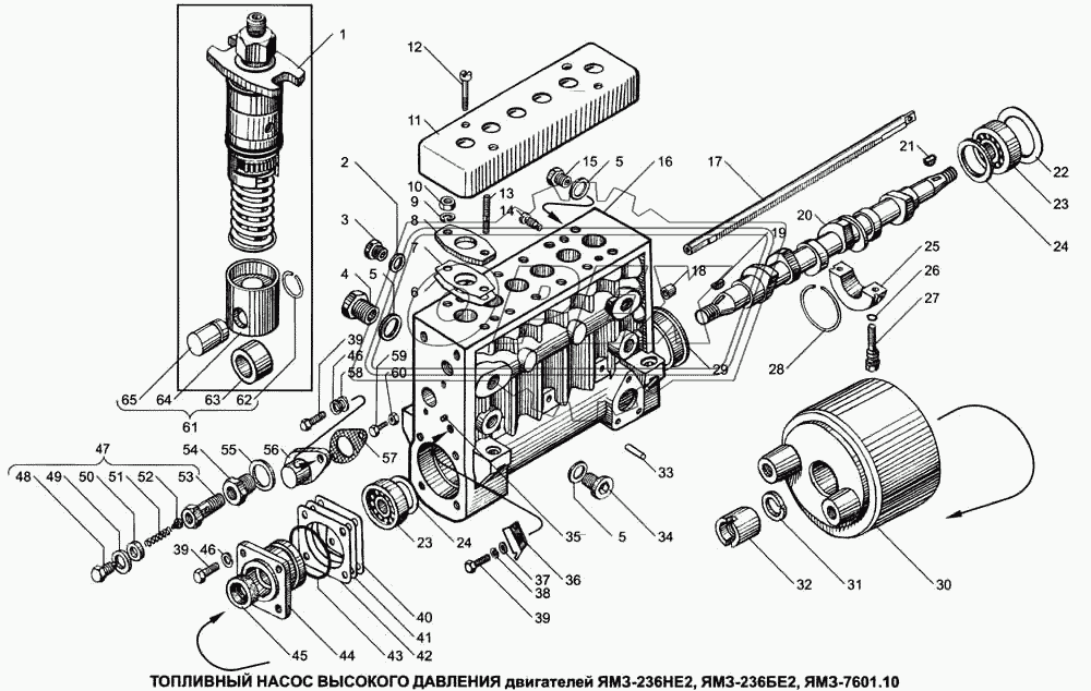 Топливный насос высокого давления двигателей ЯМЗ-236НЕ2, ЯМЗ-236БЕ2, ЯМЗ-7601.10