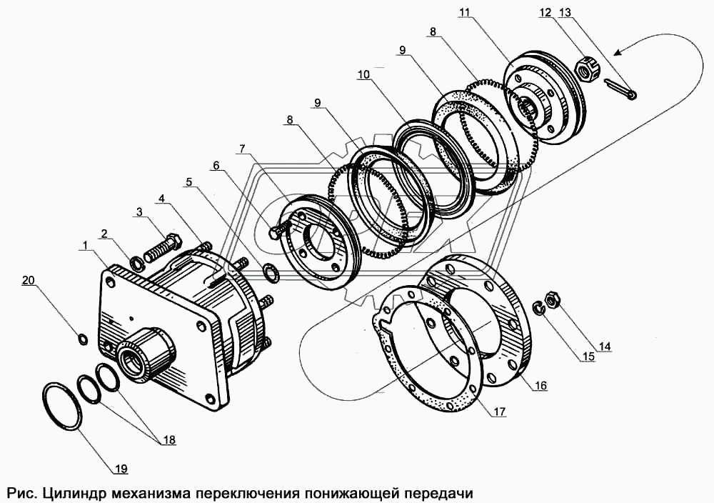 Цилиндр механизма переключения понижающей передачи