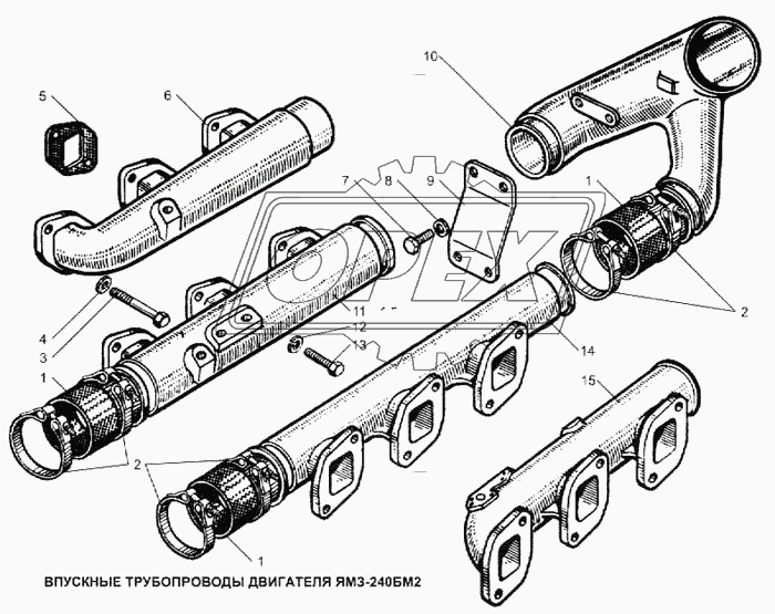 Впускные трубопроводы двигателя ЯМЗ-240БМ2