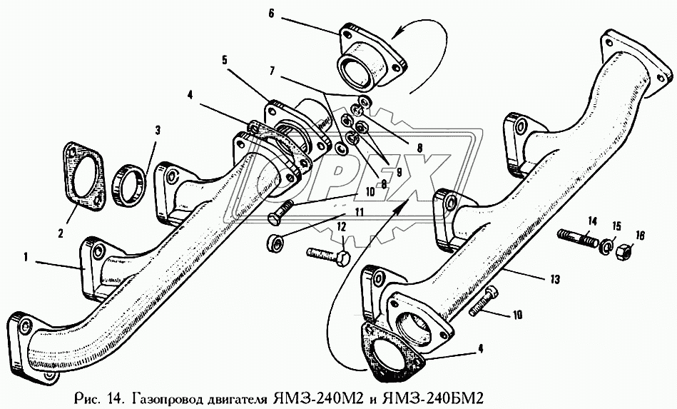 Газопровод двигателя ЯМЗ-240М2 и ЯМЗ-240БМ2