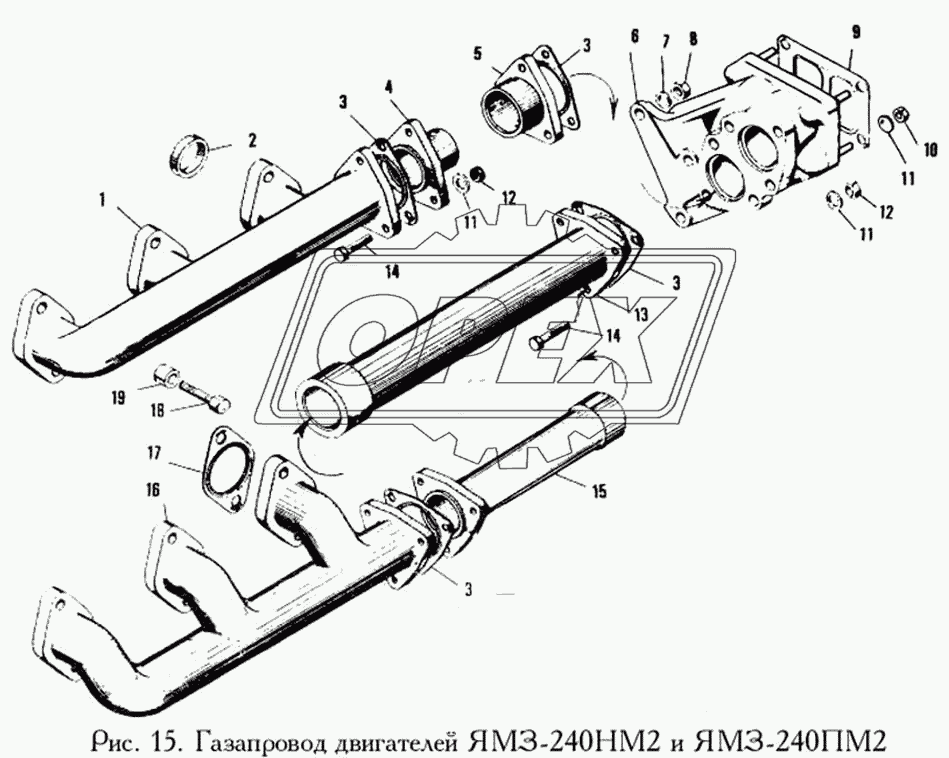 Газопровод двигателя ЯМЗ-240НМ2 и ЯМЗ-240ПМ2