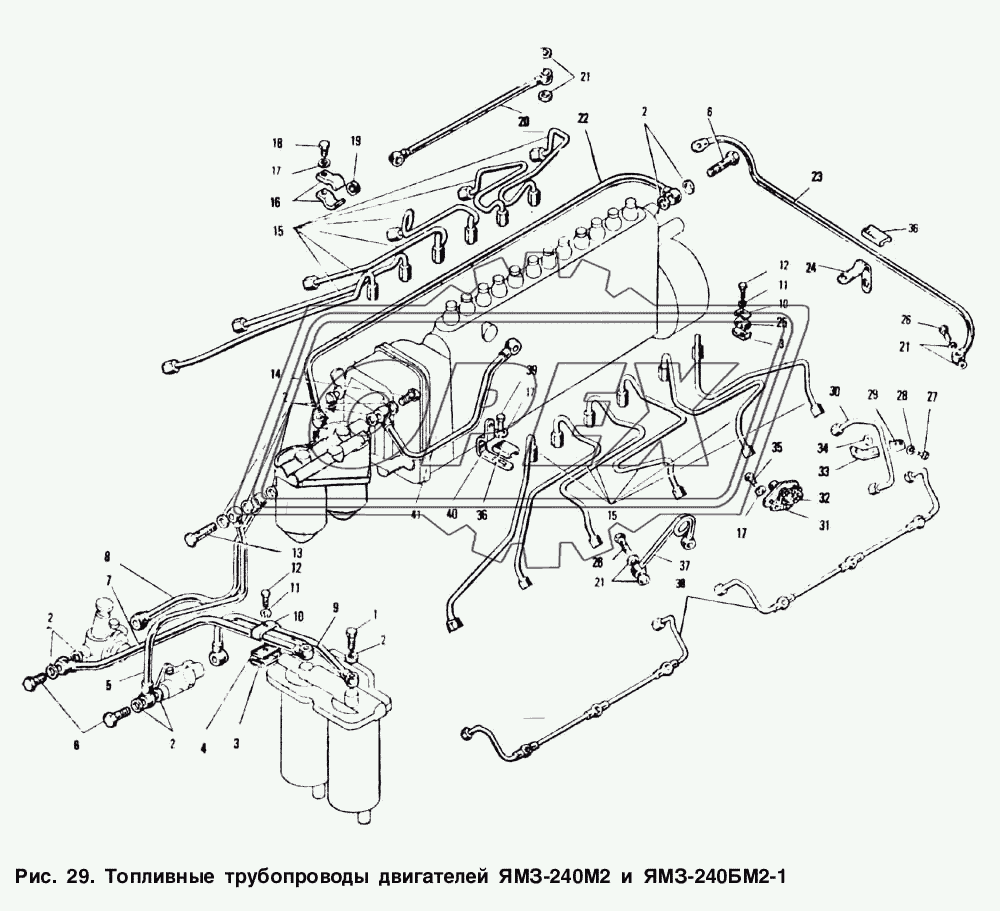 Топливные трубопроводы двигателей ЯМЗ-240М2 и ЯМЗ-240БМ2-1