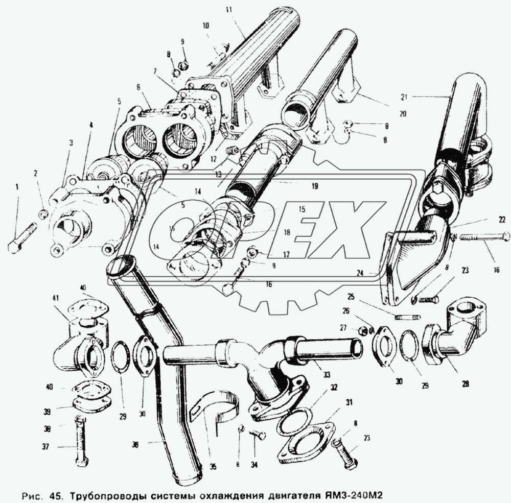 Трубопроводы системы охлаждения двигателя ЯМЗ-240М2