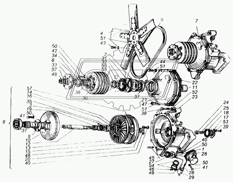 Привод вентилятора двигателя ЯМЗ-240Б