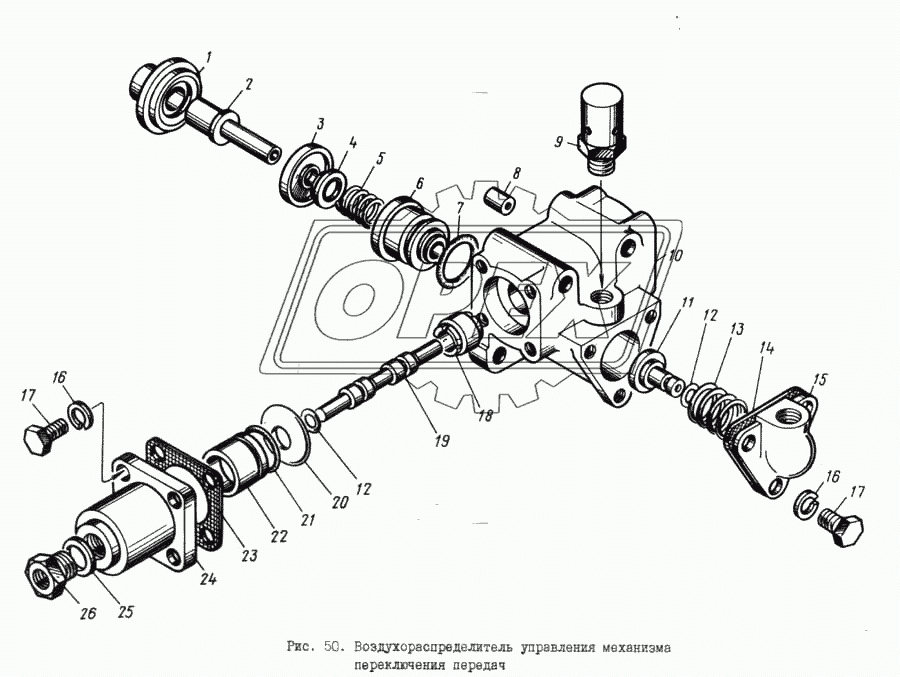 Воздухораспределитель управления механизма переключения передач
