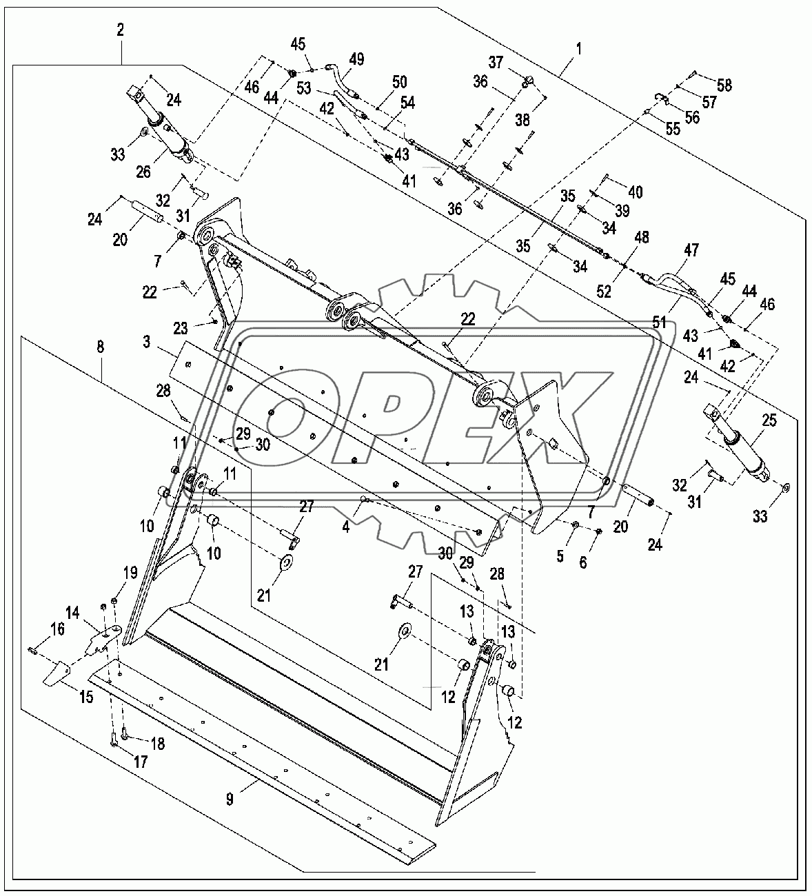 Универсальный ковш, подготовленный для использования перекидной вилки, с зубьями, 233,68 см