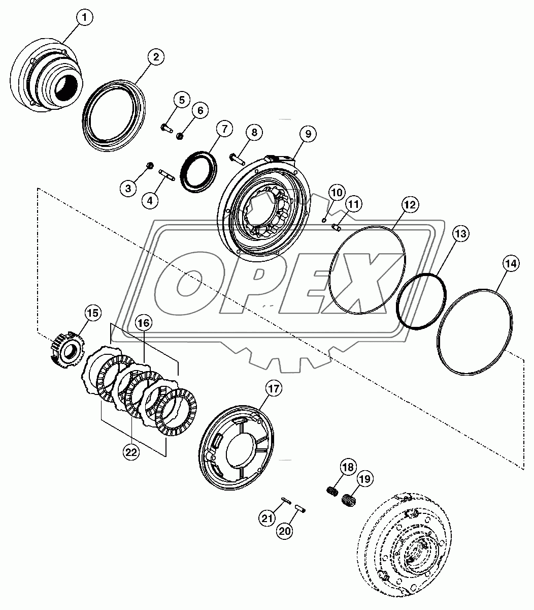 Корпус и диск сцепления стояночного тормоза