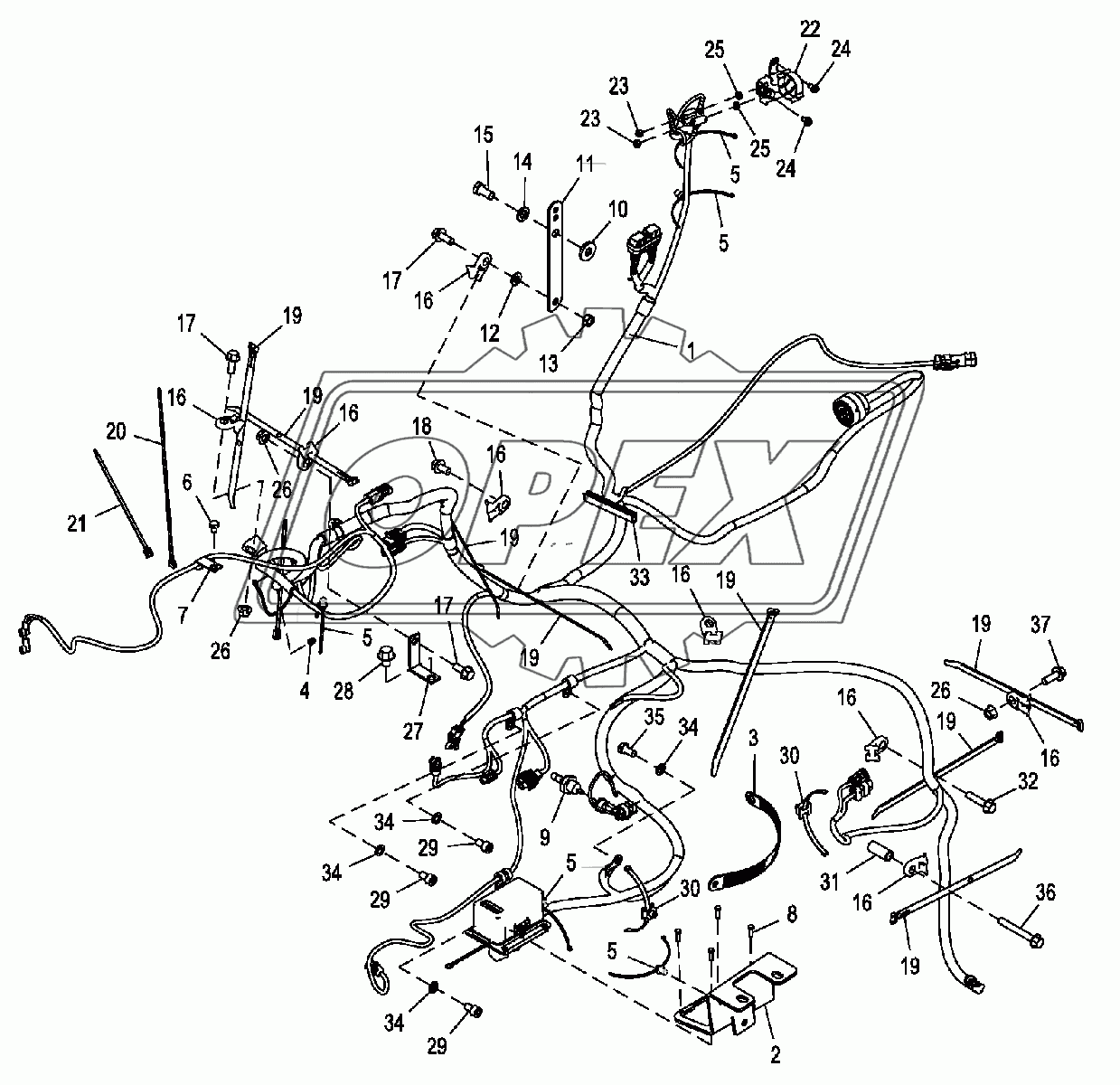 Крепежные детали главного жгута проводов (двигатель 4045TT096)