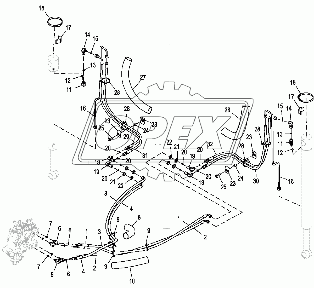 Гидросистема цилиндра стабилизатора (234970-)