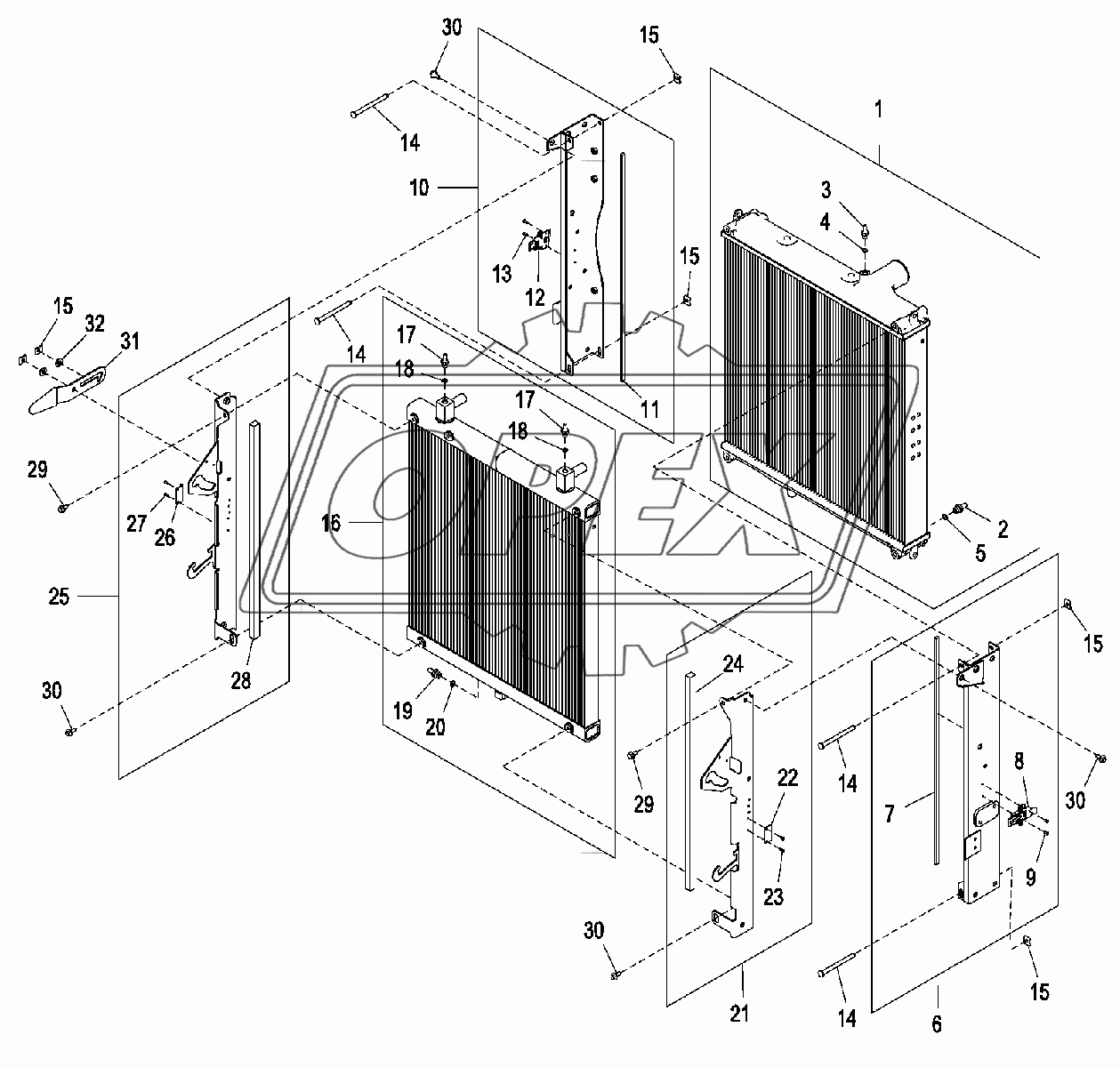 Комплект элементов системы охлаждения (двигатель 4045TT096)