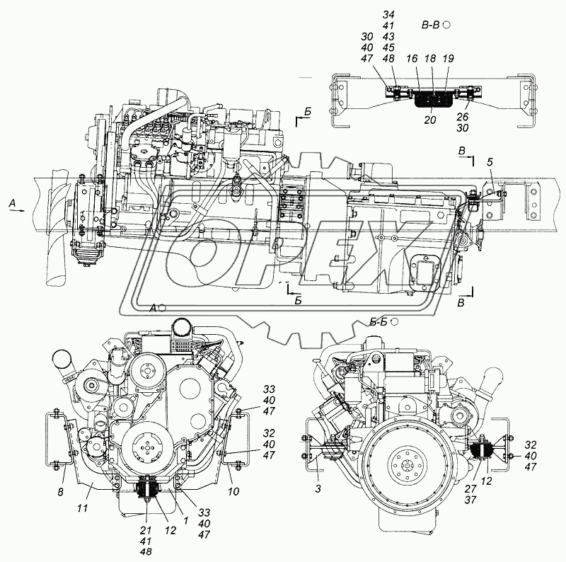 Установка силового агрегата 4308-1001005