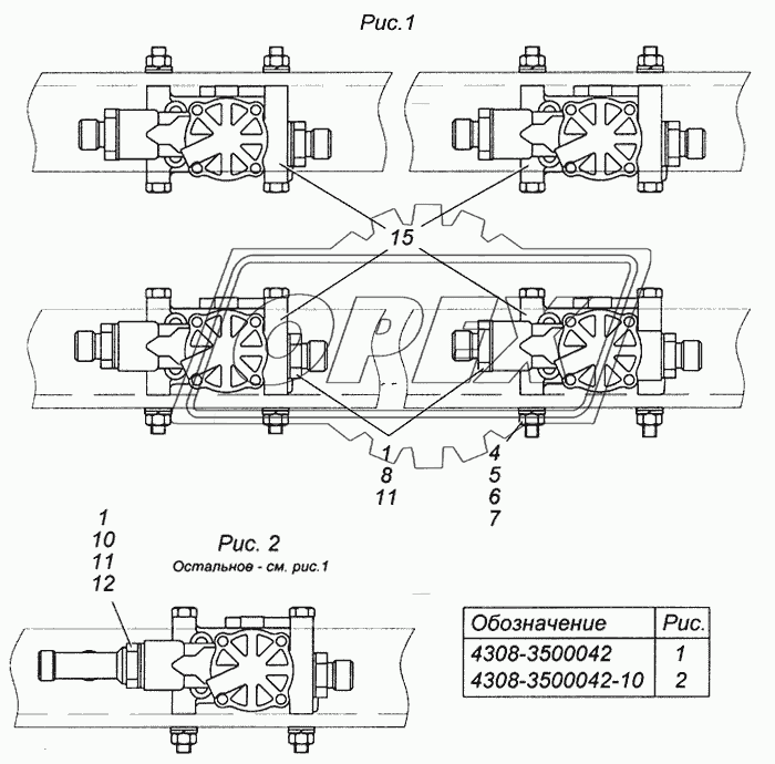 Установка модуляторов АБС 4308-3500042