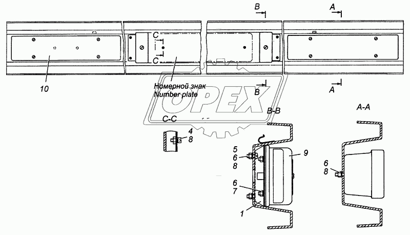 Установка задних фонарей 53215-3716002