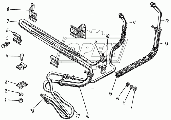 Трубопроводы и радиатор масляный гидроусилителя руля
