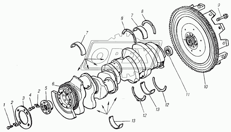 Установка вала коленчатого с маховиком