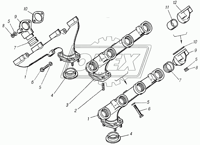 Установка выпускных коллекторов