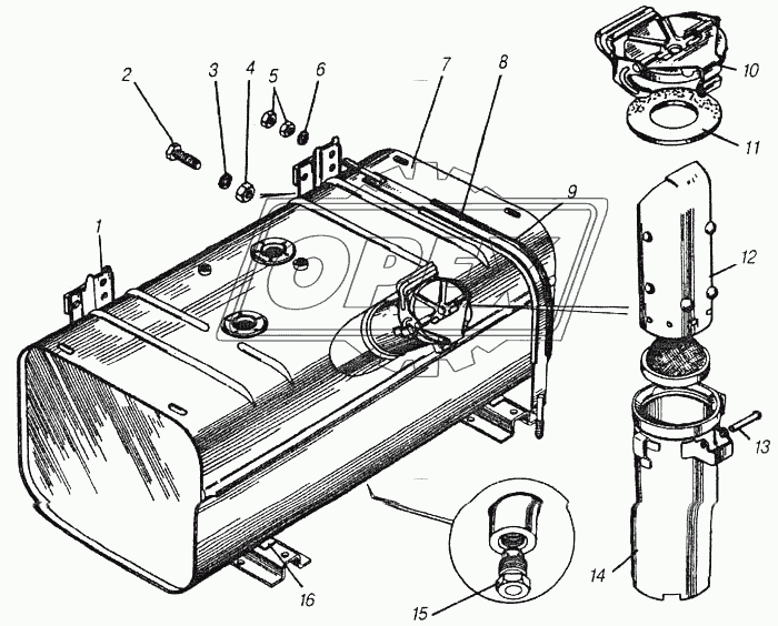 Бак топливный, пробка топливного бака