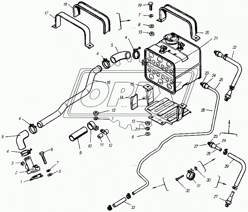Бачок расширительный и трубопроводы