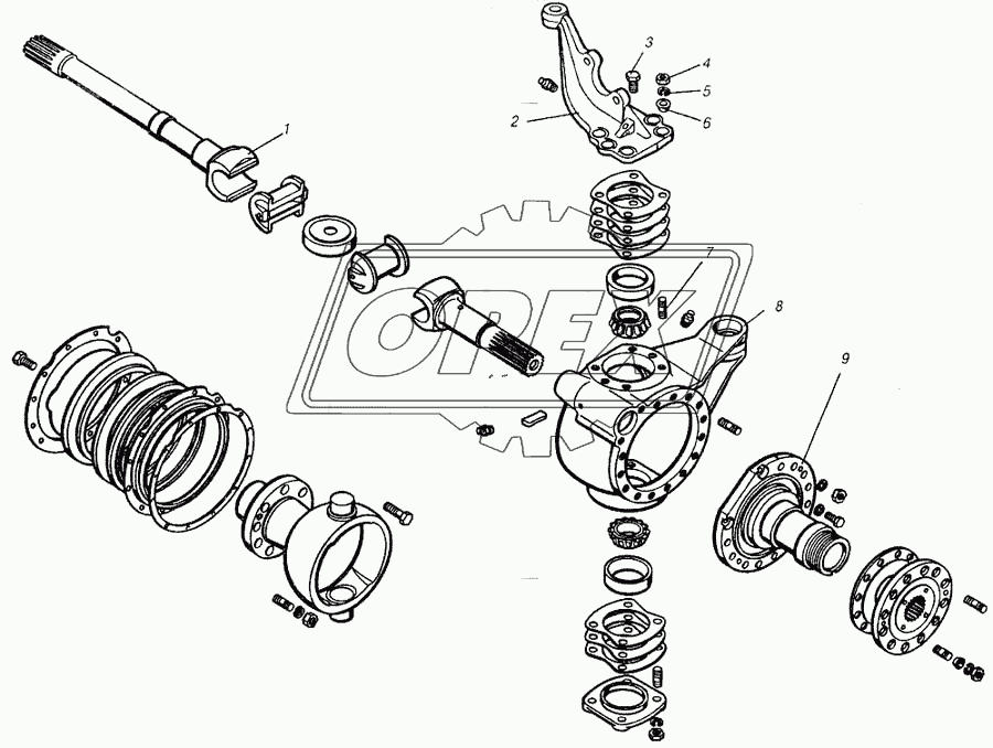 Кулак поворотный переднего моста левый