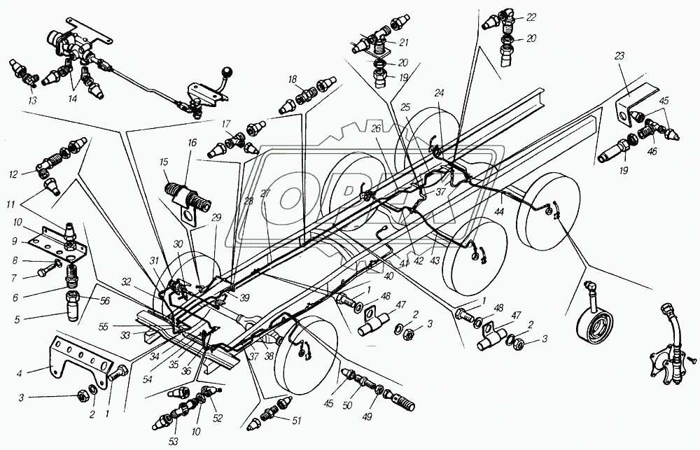 Трубопроводы системы накачивания шин