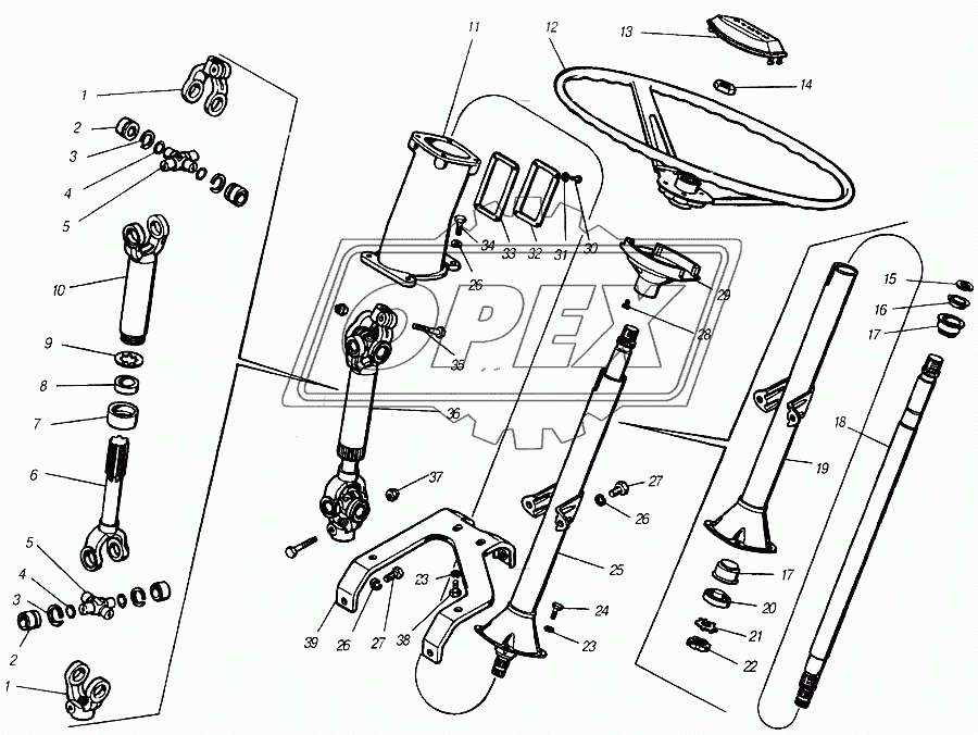 Колесо рулевое, крепление рулевого управления