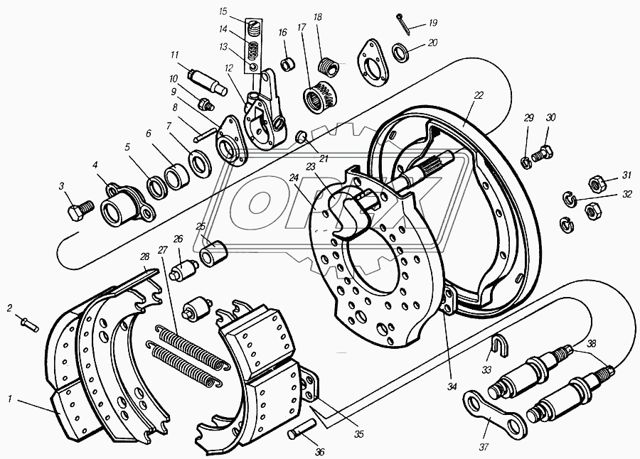 Тормоза рабочие передние