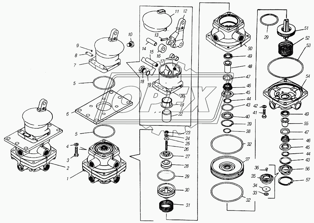 Кран тормозной двухсекционный