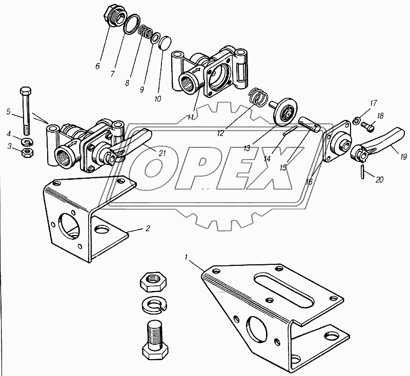 Кран разобщительный пневмотормозов в сборе