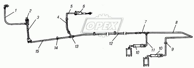 Установка и привод тормоза вспомогательного