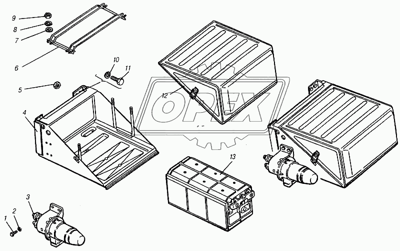 Установка аккумуляторных батарей и выключателя массы